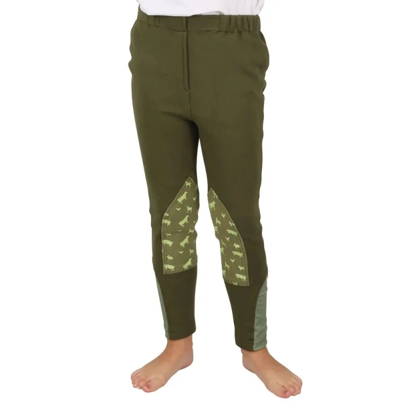 Image of Little Knight Farm Collection Tots Jodhpurs in Dark Olive Size: 11-12 Years Dark Olive Unisex 11-12 Years