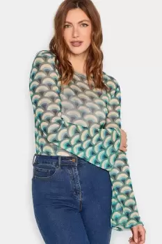 Image of Tall Printed Mesh Top