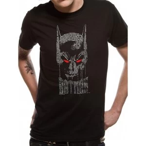 Image of Batman - Unisex Medium Text Skull T-Shirt (Black)