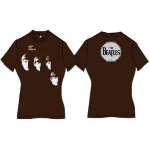 Image of With The Beatles Ladies Brown Vintage Print TShirt: Large