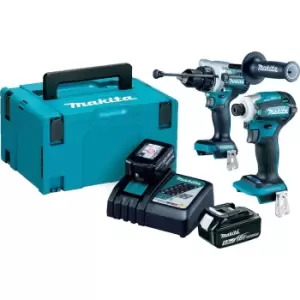 Image of Makita DLX2455TJ 18v Cordless LXT Brushless Combi Drill and Impact Driver Kit 2 x 5ah Li-ion Charger Case