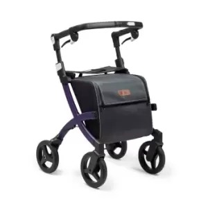 Image of Rollz Flex Lightweight Compact 4 Wheel Rollator Walking Aid with Shopping Bag - Purple