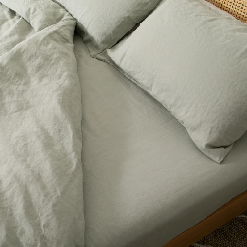 Image of Native Natural Stone Single 100% Linen Fitted Sheet (90x190cm) Size: Single Fitted Stone Unisex Single Fitted