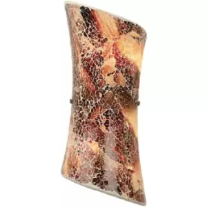 Image of Mosaic Mirror Wall Light Red Brown Glaze Glass Shade Pretty Dimming Lamp Fitting