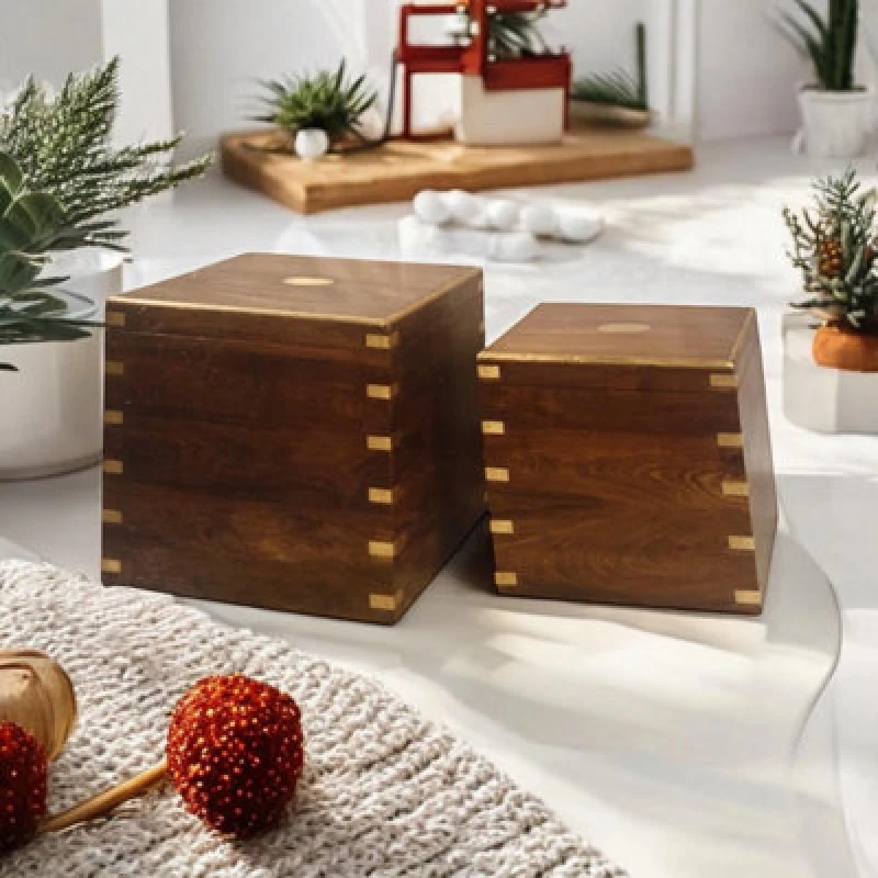 Image of MSL 45CM SET 2 WOODEN CHESTS