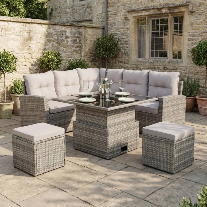 Image of Home Garden Direct St. Tropez - Garden Corner Sofa in Rattan in Grey Grey Unisex