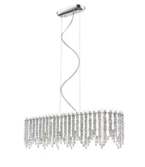 Image of Belize 6 Light LED Oblong Chrome Crystal Pendant Ceiling Light
