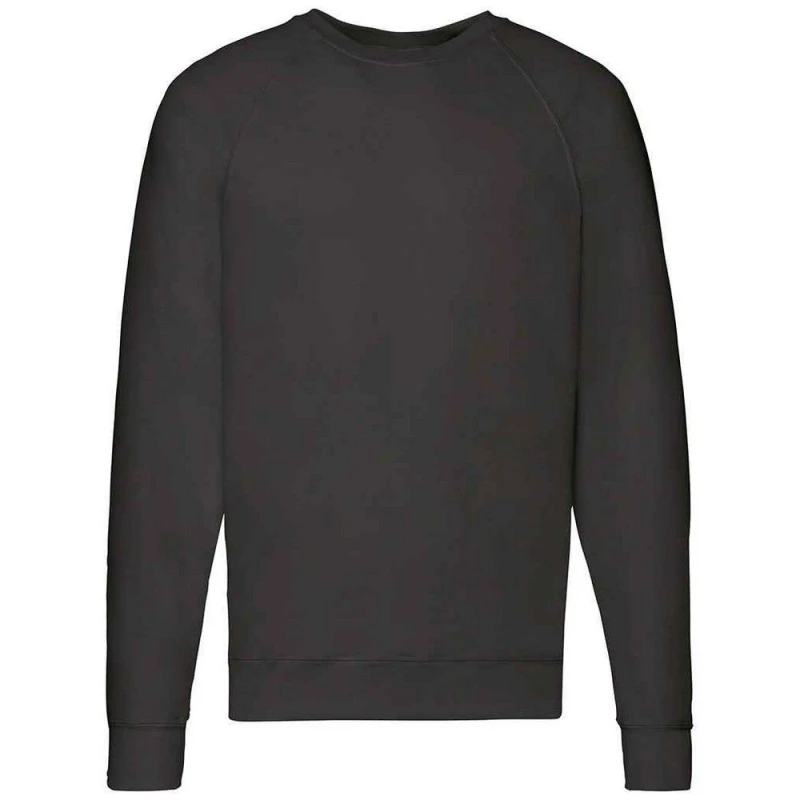 Image of Fruit Of The Loom Fruit of the Loom Men Lightweight Raglan Sweatshirt in Black Size: Small Black S Male 5063425938094