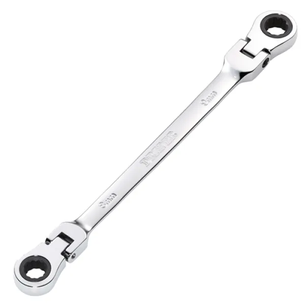 Image of Draper HI-TORQ Metric Flexible Head Double Ring Ratchet Spanner, 8 x 9mm