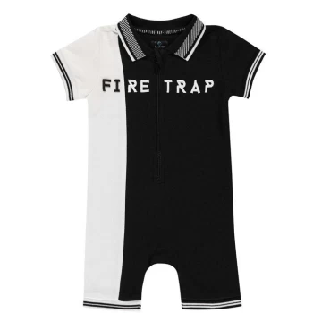 Image of Firetrap Pique Romper Baby Boys - Black/wht