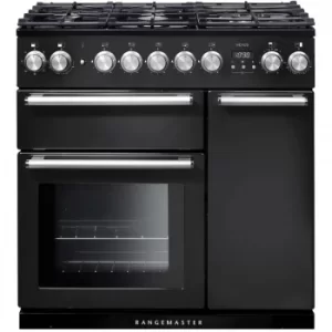 Image of Rangemaster NEX90DFFCB/C Nexus 90cm Dual Fuel Cooker, Charcoal Black