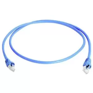 Image of Telegaertner L00001A0087 RJ45 Network cable, patch cable CAT 6A S/FTP 2m Blue Flame-retardant, incl. detent, Twin shield, double shielding, Halogen-fr