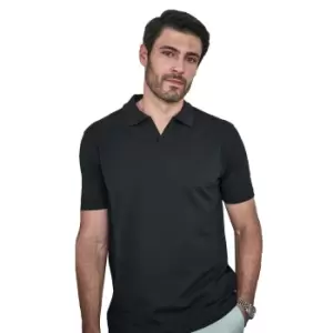 Image of Tee Jays Mens Luxury Stretch V Neck Polo Shirt (M) (Black)