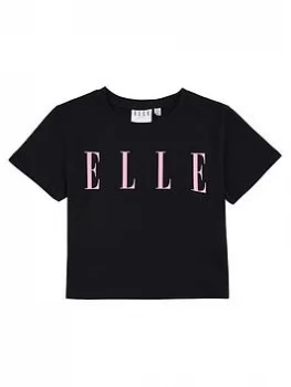 Image of Elle Girls Logo T-Shirt - Black, Size Age: 8-9 Years, Women