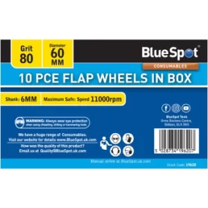 Image of BlueSpot 19620 10 Piece 80 Grit 60MM Flap Wheels In Box