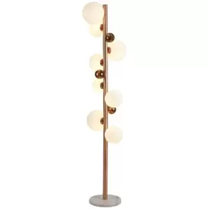 Image of Luminosa Lighting - Floor Lamp, 8 x G9, Antique Copper, Opal & Copper Glass