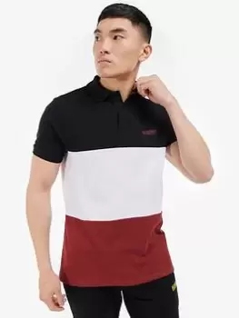 Image of Barbour International Beam Colour Block Polo Shirt, Black, Size L, Men
