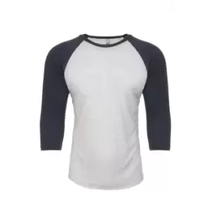 Image of Next Level Adults Unisex Tri-Blend 3/4 Sleeve Raglan T-Shirt (S) (Indigo/Heather White)