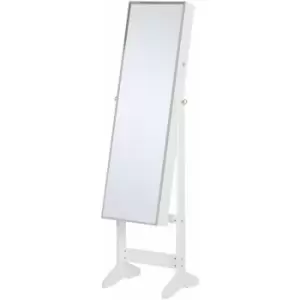 Image of Homcom - Lockable Jewellery Storage Mirror Armoire Freestanding Adjustable White
