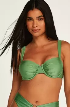 Image of Hunkemoller Mauritius non-padded underwired bikini top Green