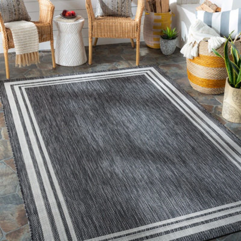 Image of Livabliss In- & Outdoor Traditionnal Boho Dark Grey Akriti Area Rug 160 X 230 Cm - Easy To Clean, Perfect For Balcony Or Dining Room