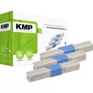 Image of KMP Toner cartridge combo pack replaced OKI 44973535, 44973534, 44973533 Compatible Cyan, Magenta, Yellow 1500 Sides O-T37V