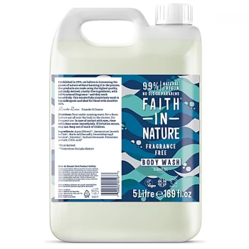 Image of Faith in Nature Fragrance Free Body Wash - 5L
