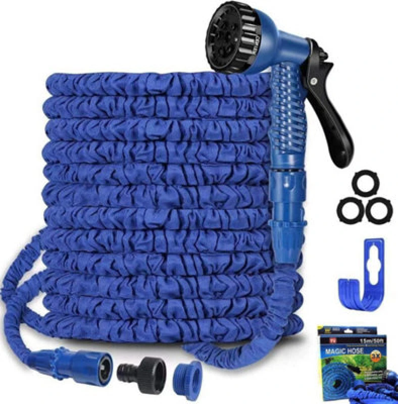 Image of Shatchi 50FT Garden Pipe,Flexible Expanding Magic Hose with 8 Functions Spray Nozzle, Blue or Green Multi unisex