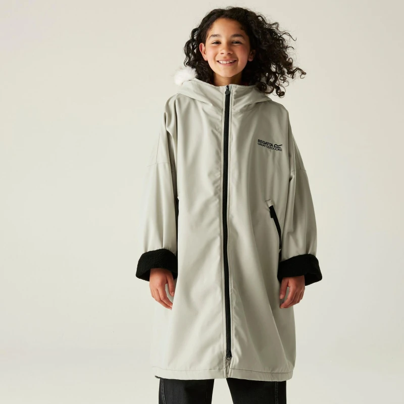 Image of Regatta Unisex Kids Pro Waterproof Breathable Borg Fleece Lined Changing Robe Moonstruck unisex 3-5yrs