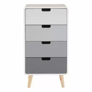 Image of Interiors By Ph 4 Drawer Cabinet White / Grey / Light Grey Pine Wood Legs