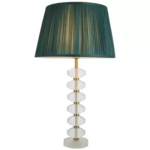 Image of Annabelle & Freya Base & Shade Table Lamp Frosted Crystal & Fir Silk - Endon