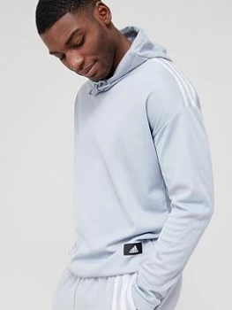 Image of adidas Future Icons 3-Stripe Travel Hoodie - Grey, Size L, Men