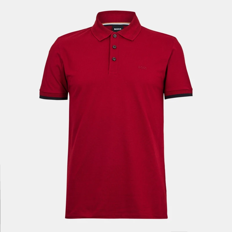Image of Boss Mens Phillipson Short Sleeve Polo Shirt Dark Red male S