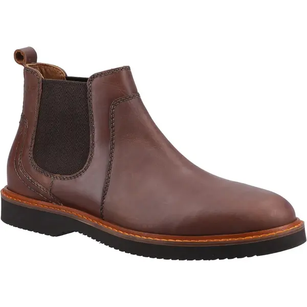 Image of Hush Puppies Mens Warren Leather Pull On Chelsea Ankle Boots - UK 7