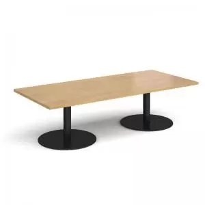 Image of Monza rectangular coffee table with flat round Black bases 1800mm x