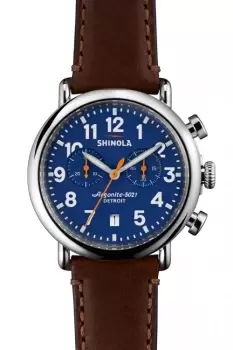 Image of Mens Shinola Runwell Chrono 41mm Brown Leather Strap Watch S0110000117