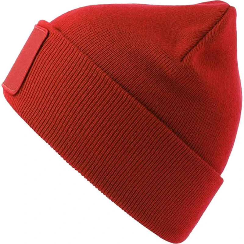 Image of Atlantis Mens Wind S Patch Double Skin Cuffed Beanie in Red Red Male One Size