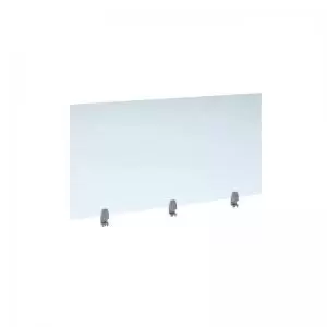 Image of Straight high desktop acrylic screen with silver brackets 1400mm x