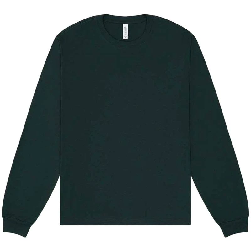 Image of Bella + Canvas Mens Heavyweight Long-Sleeved T-Shirt in Green Size: XS Green Male XS