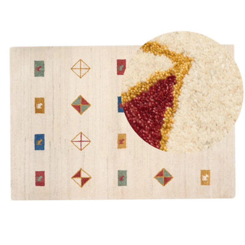 Image of Beliani Rug Misinli Beige 160 X 230 Cm Wool Gabbeh