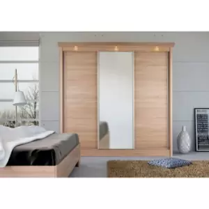 Image of Oslo Sonoma Oak LED Lit 3 Door Sliding Wardrobe with Mirror