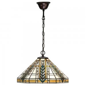 Image of 1 Light Medium Ceiling Pendant Dark Bronze, Tiffany glass, E27