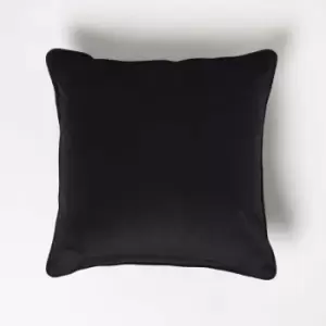 Image of Homescapes - Black Filled Velvet Cushion with Piped Edge 46 x 46cm - Black