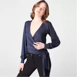 Image of Biba x Tess Daly Wrap Bow Top - Blue