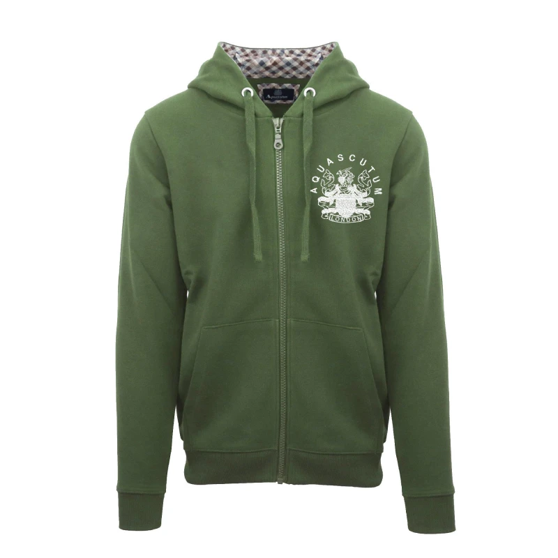 Image of Aquascutum Mens Zip Hoodie Military Green male Small