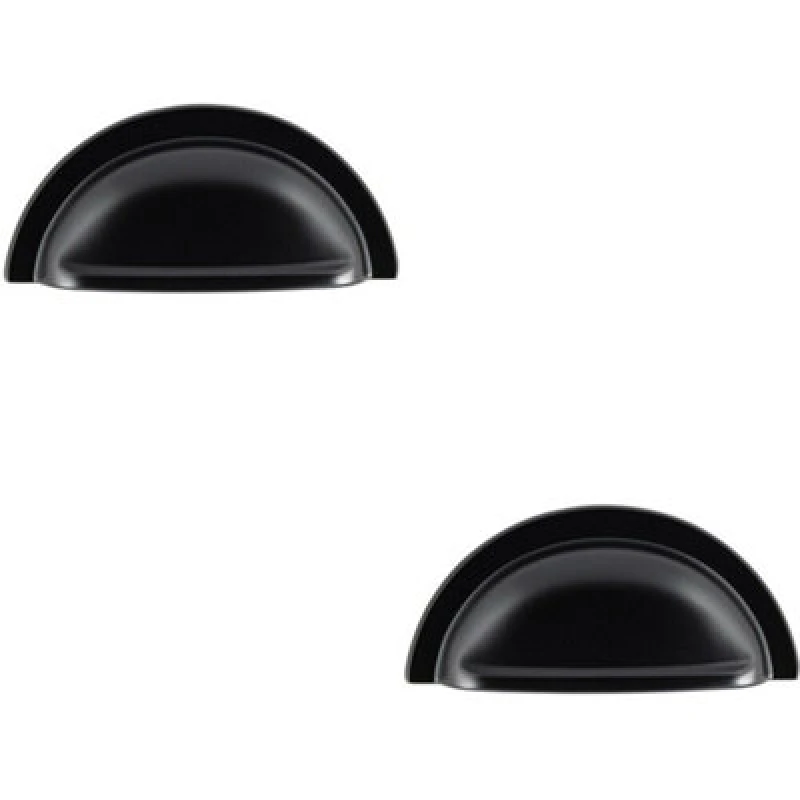 Image of Loops 2x Cabinet Cup Pull Handle 91 x 45mm 76mm Fixing Centres Matt Black unisex