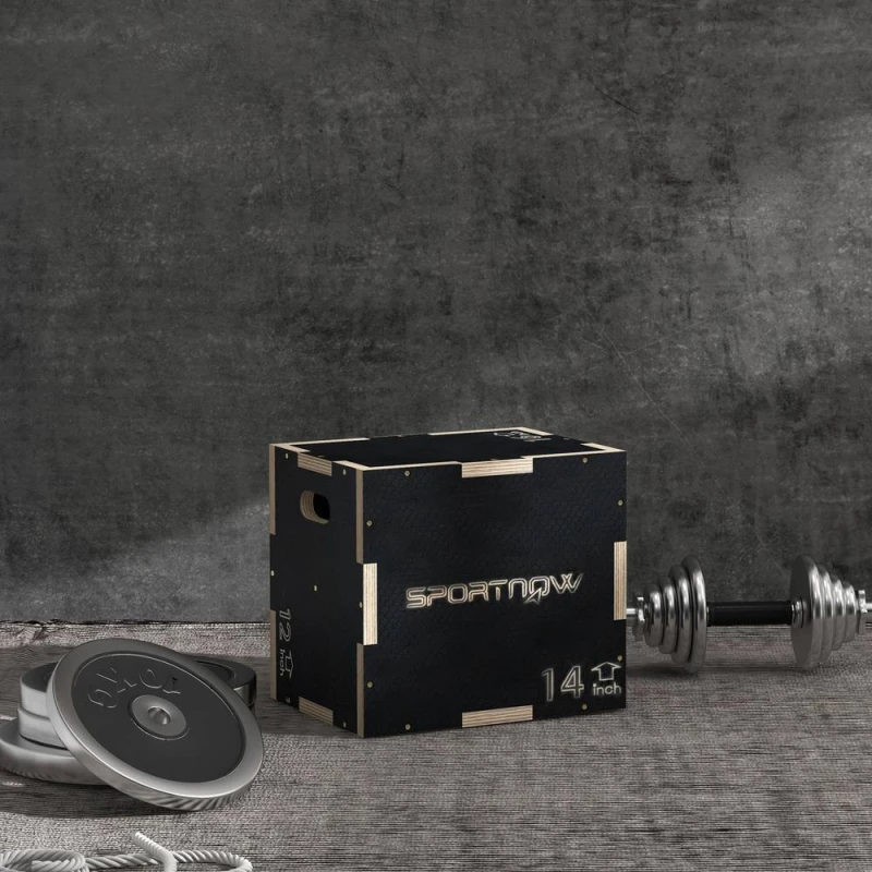 Image of SPORTNOW Pylometric Jump Box, Wooden Pylo Box for Home Gym in Black Unisex