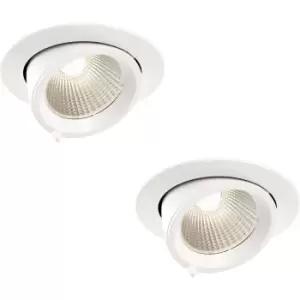 Image of 2 PACK Fully Adjustable Ceiling Downlight - 30W Cool White LED - Matt White