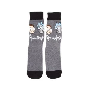 Image of Rick And Morty - Faces Mens 43/46 Socks - Grey/Black