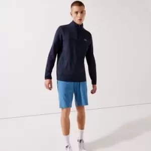 Image of Mens Lacoste SPORT Stretch Zippered Collar Sweatshirt Size 5 - L Navy Blue